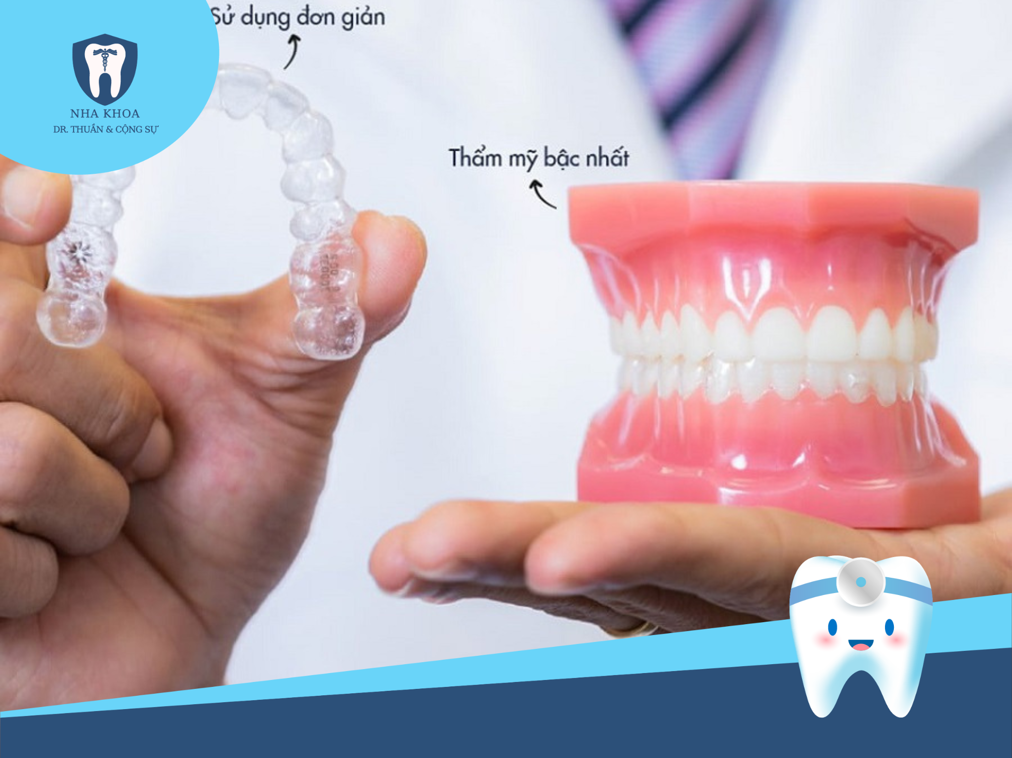 Quá trình điều trị hoàn toàn thẩm mỹ và giảm thiểu đau đớn, khó chịu, cùng với việc không làm gián đoạn ăn uống như niềng răng mắc cài truyền thống.